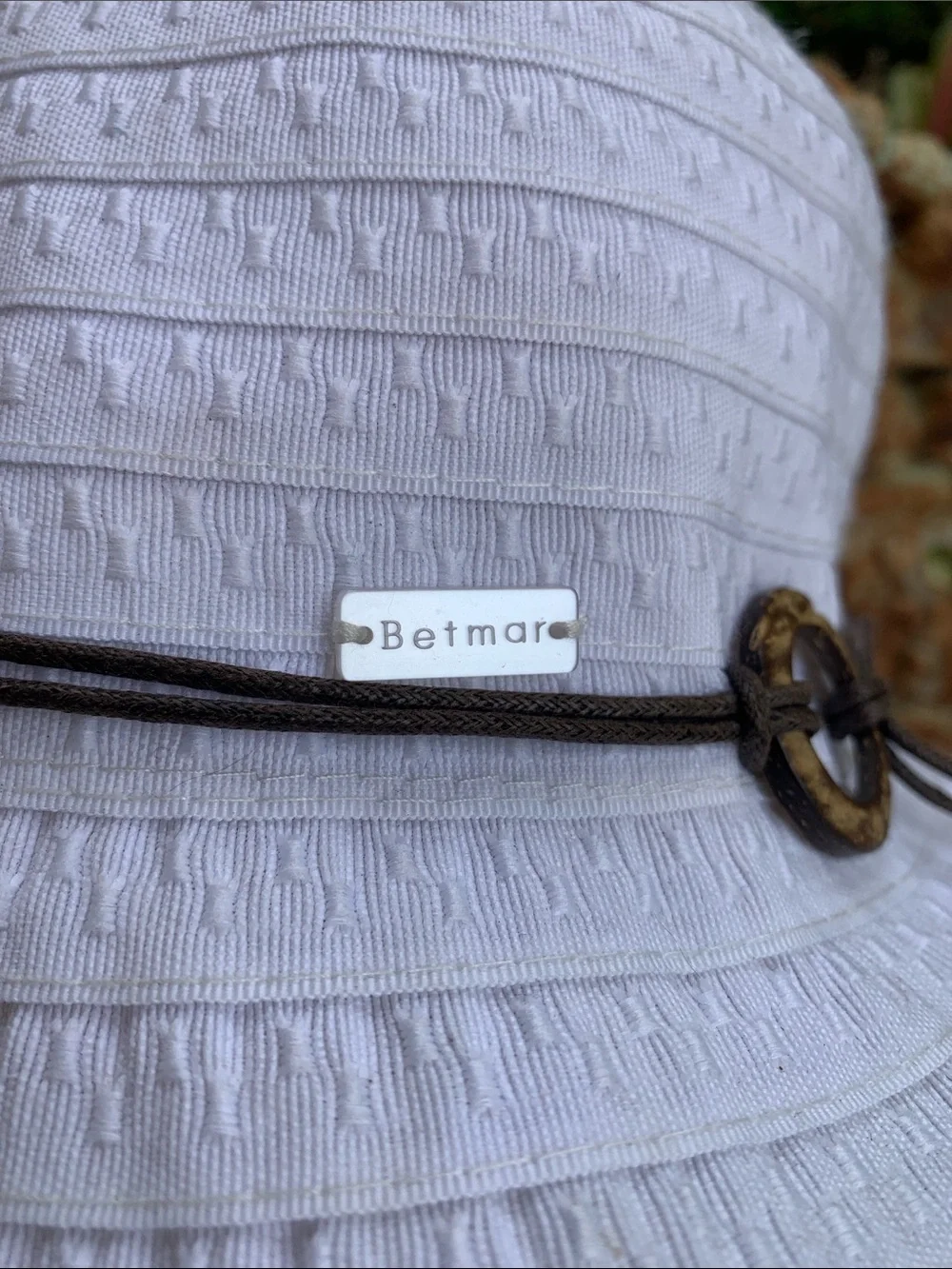 Betmar New York Coconut Ring Safari Beaded White Sun Hat UPF 50+